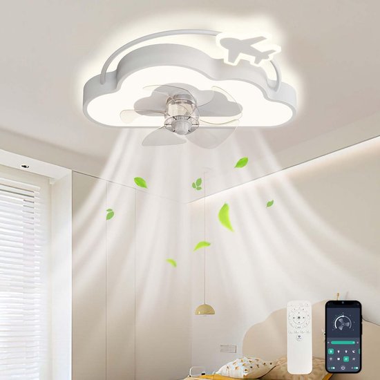 Kinderslaapkamer Plafondventilator met Verlichting, LED, Dimbaar en Afstandsbediening — afbeelding 4