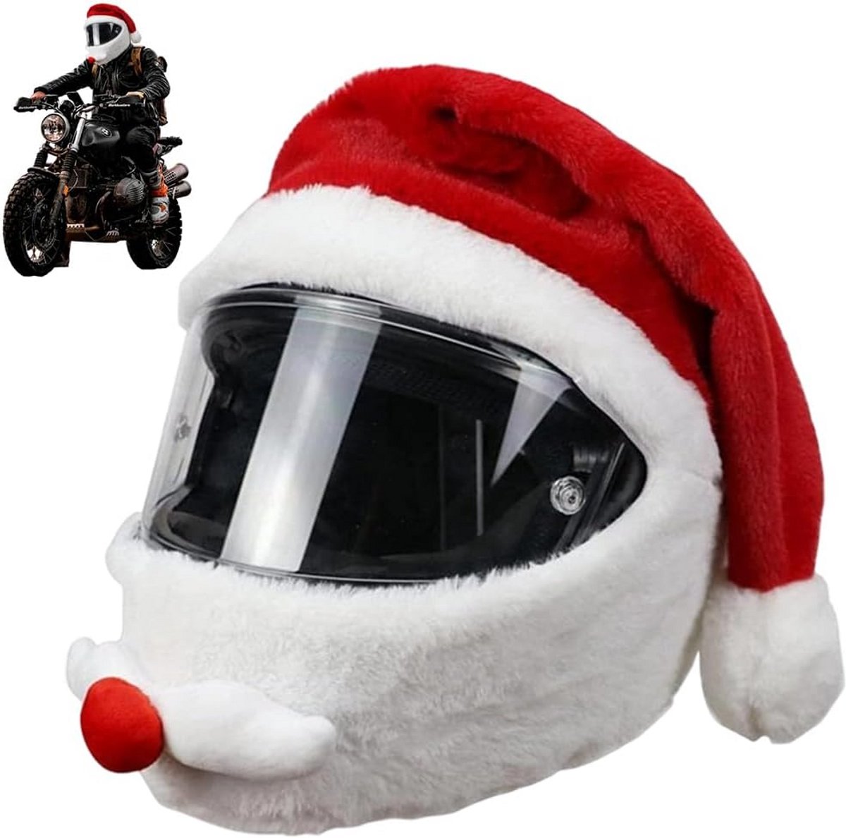 Feestelijke Kerstman Motorhelmhoes - Warme & Grappige Integraalhelm Decoratie