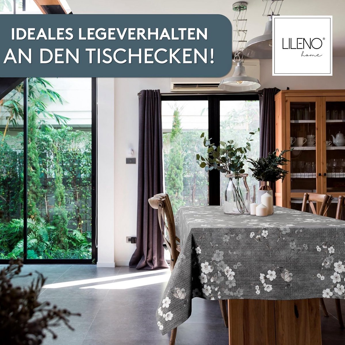 Tafelkleed Kersenbloesem Grijs - Afwasbaar en Waterafstotend per Meter (100x140 cm)