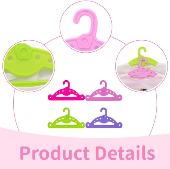 Poppenkleerhangers - Mini hangers - Poppenkast organiseren - Duurzaam plastic materiaal - 13 x 72 cm - Meerkleurig van Merkloos — afbeelding 3