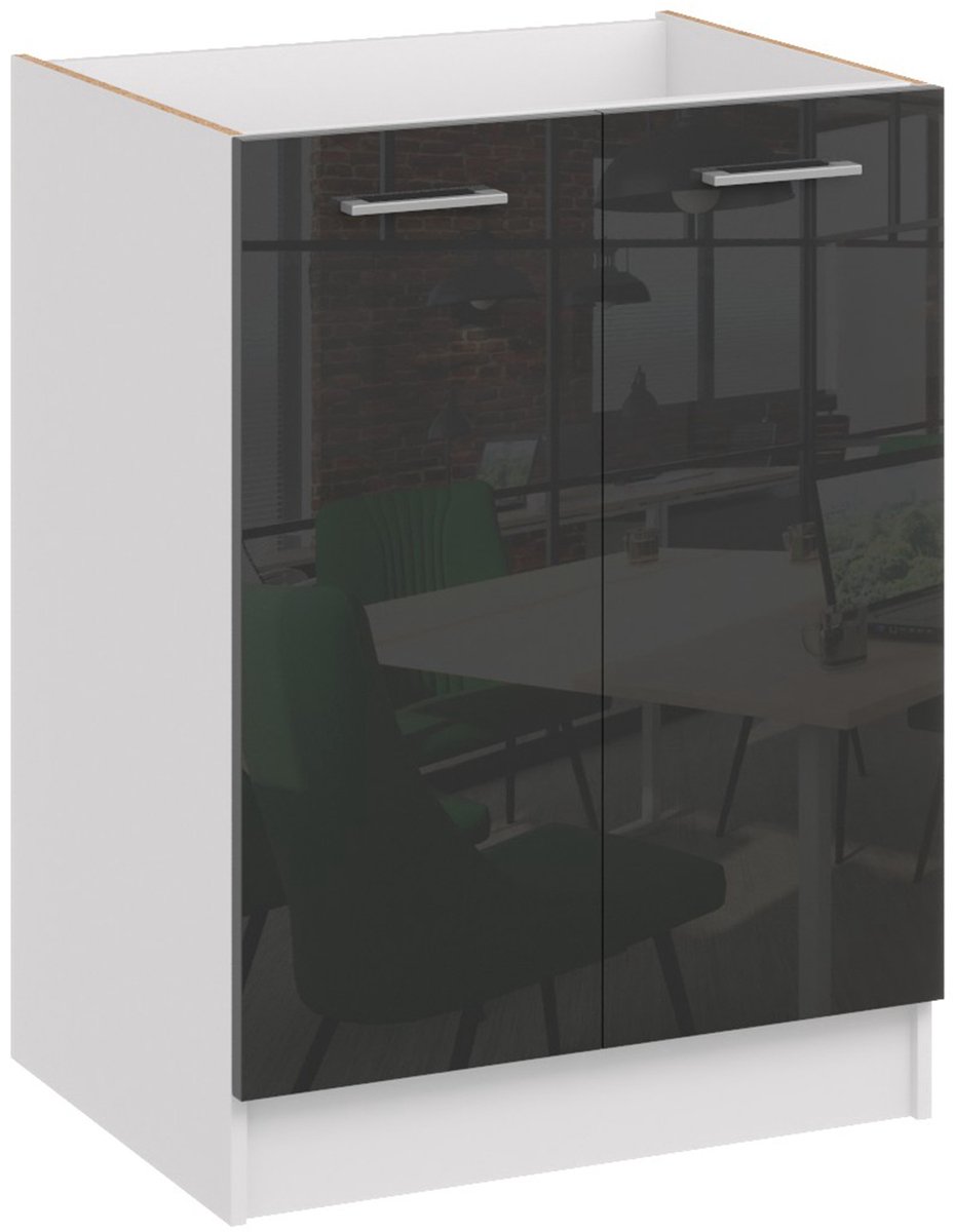 ROE Furniture - Keukenkast - Zwart - Hoogglans - 60cm