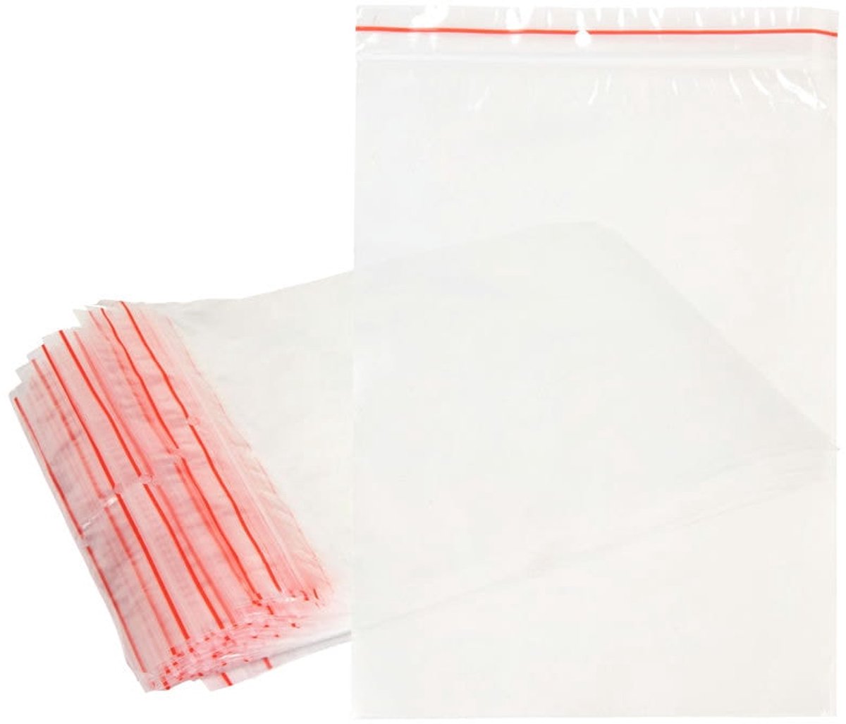Merkloos - Woreczki strunowe - Rood/Transparant - 200x300 mm - 100 Stuks