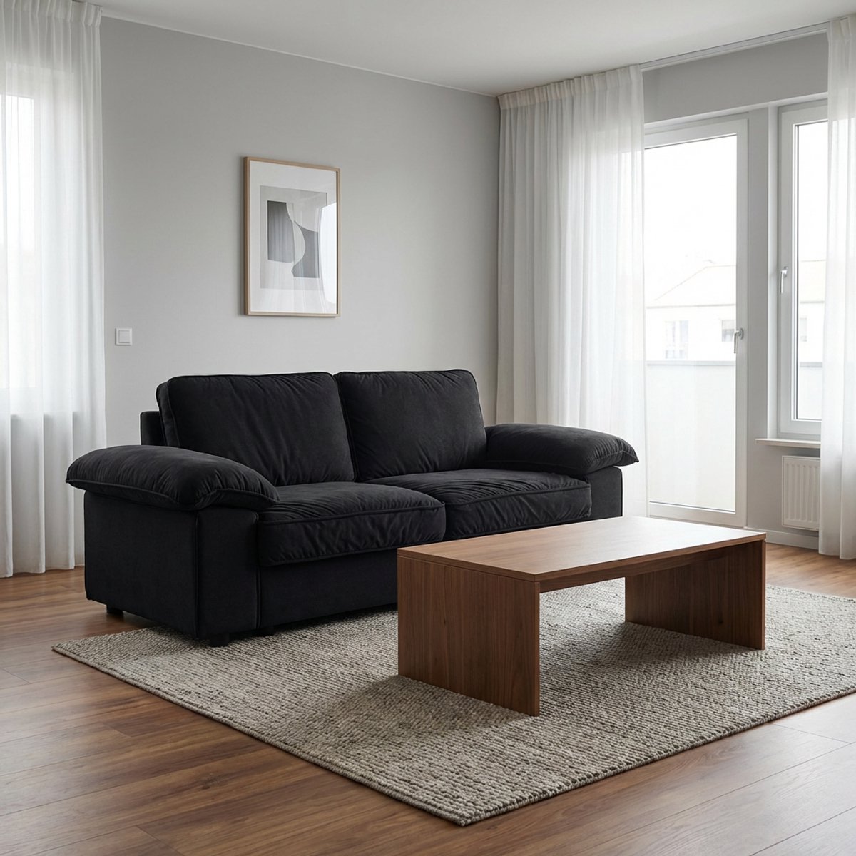 OKWISH 2-Zitsbank - Met Verborgen Opbergruimte En Zachte Bekleding - Voor Woonkamer - Hout, MDF En Polyester - Zwart