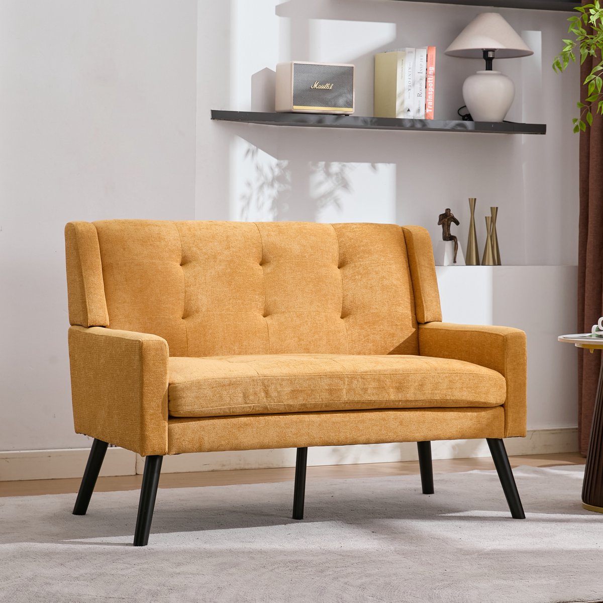 REDOM 2-Zits Zitbank - Gecapitonneerd - Scandinavisch - Voor Woonkamer Of Slaapkamer - Linnen - Geel