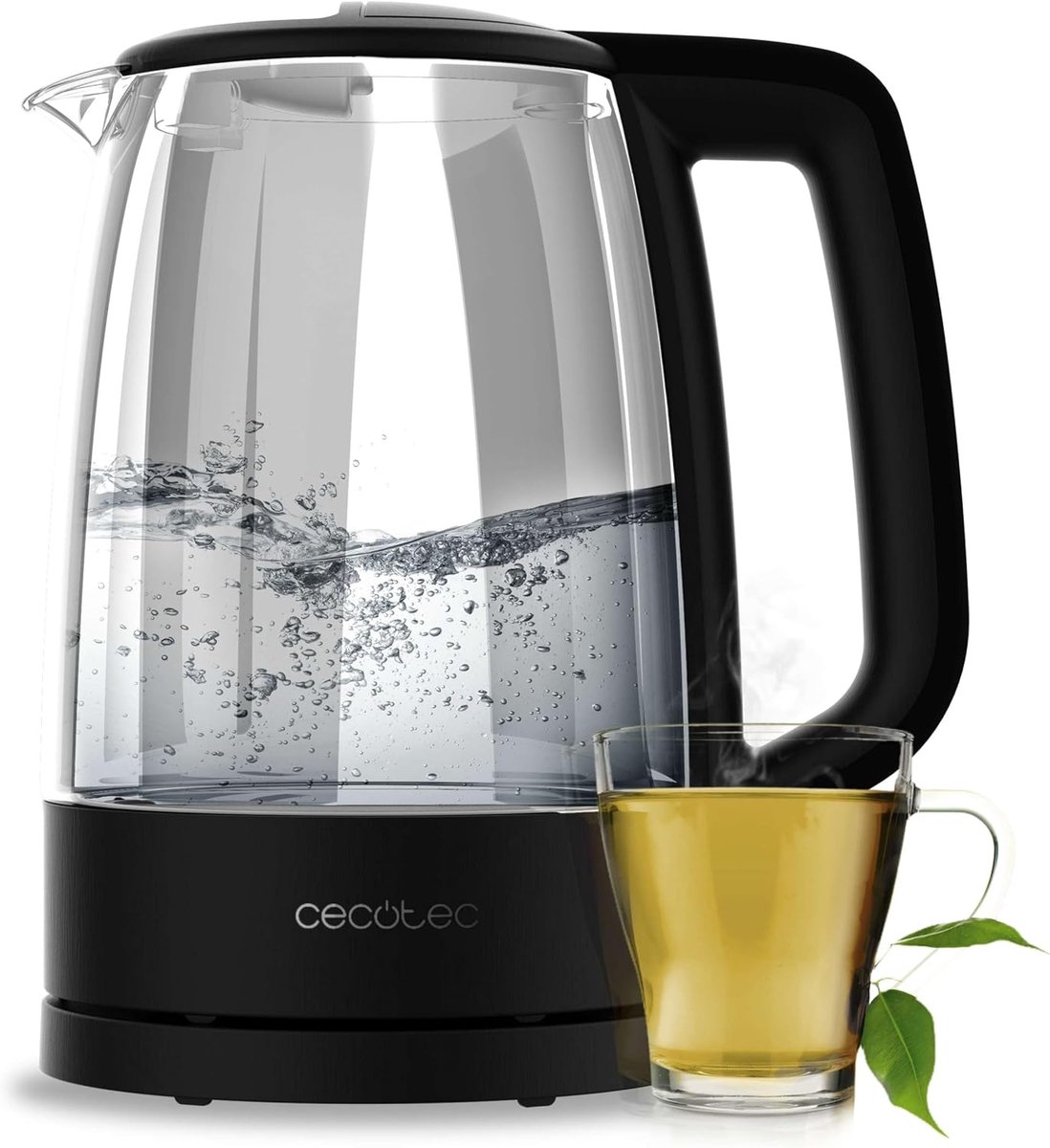 Elektrische Waterkoker - Snel Water Koken - Koffie Thee - Borosilicaatglas Huis - 1.7 Liter - Zwart