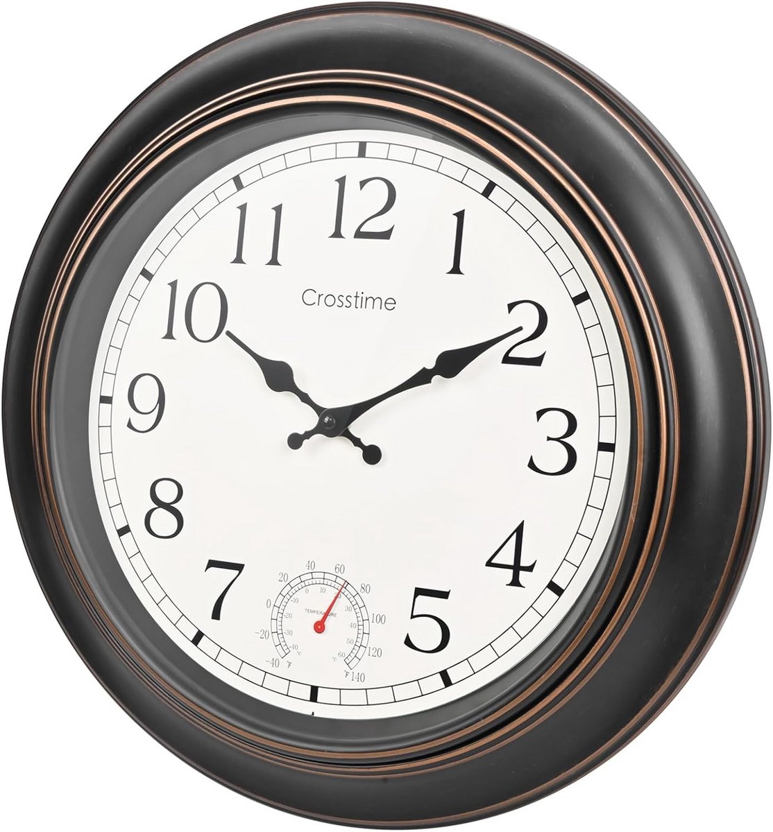 Grote Buitenklok - Waterdichte Wandklok - Tuin Decoratie - Met Thermometer - 45cm Diameter - Bronskleurig