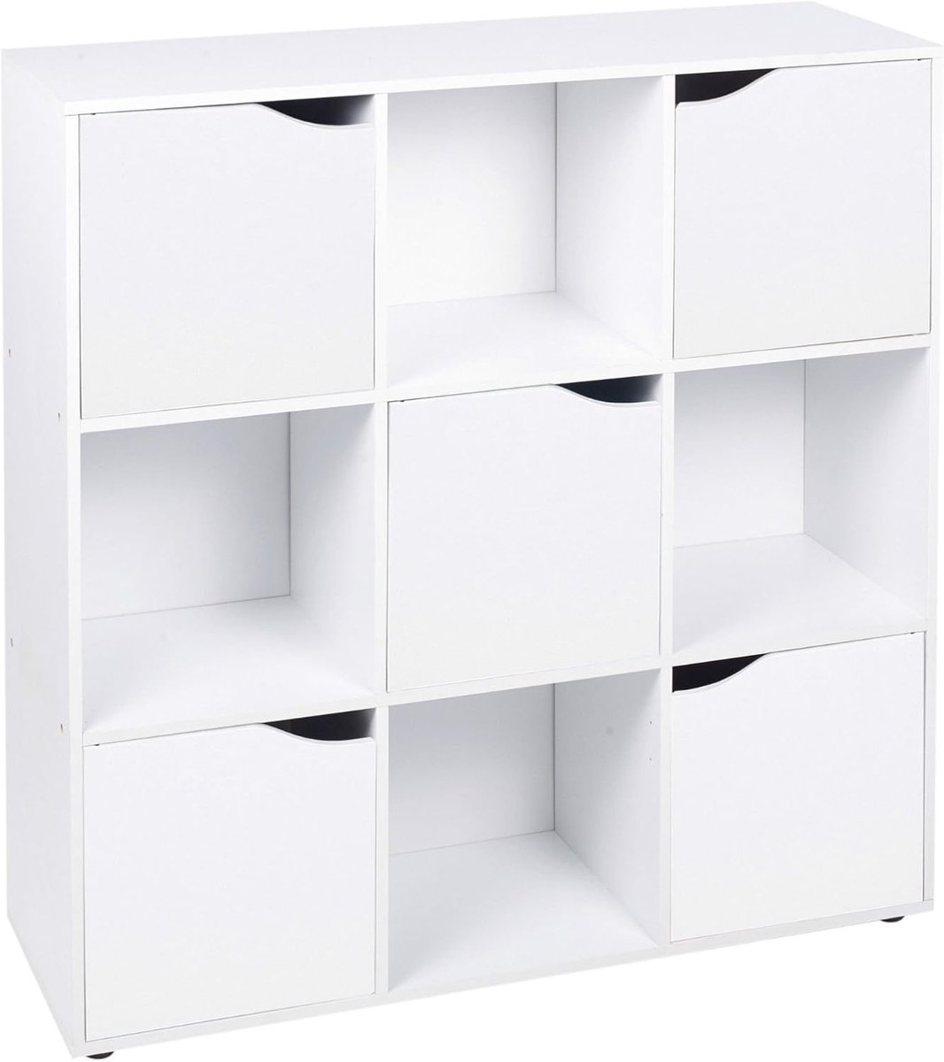 Houten Opbergrek - Dobbelsteen Kast - Spelaccessoires Opbergen - Zwaar Gebruik Ontwerp - 29x89x90.5 cm - Wit Grijs