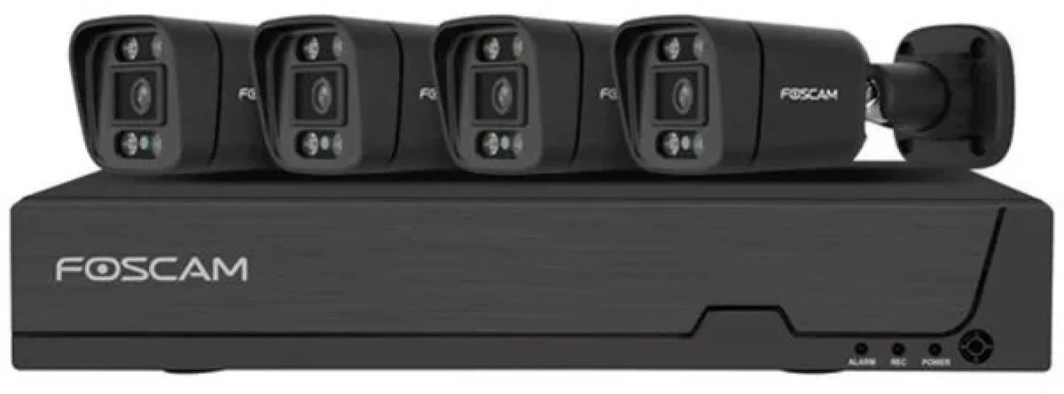 Foscam FNA108E-B4-2T-B Kit Beveiligingscamera Set - 4 Camera's - PoE - 2TB Geheugen - Kleurennachtzicht 20m - 8MP - Zwart – foto 3