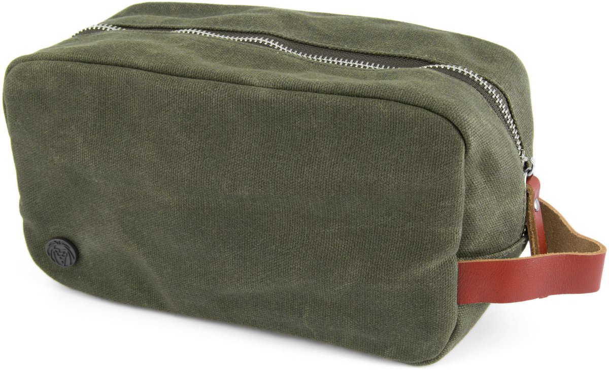 Olijfgroene Bridge Waxed Canvas Toilettas