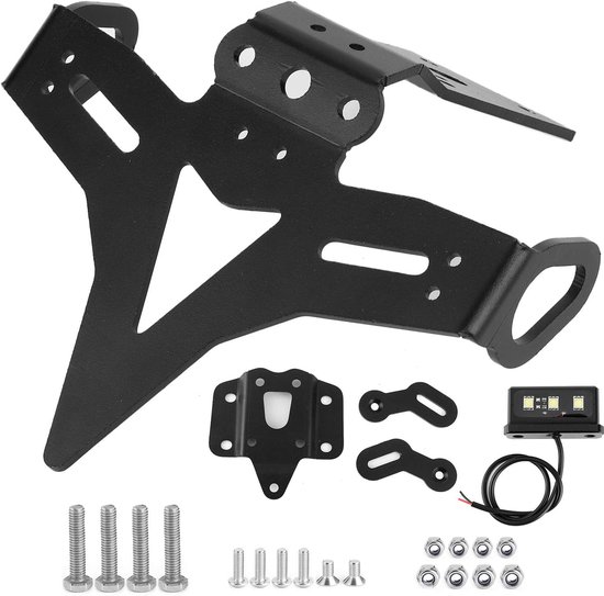 Kentekenplaathouder Motor - Tail Tidy - Achterkant Opsmukken - Verstelbaar Aluminium - 18x19x7 cm - Zwart