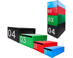 Springbox Fitness - Trainingsbox Verstelbaar - Kracht & Snelheid - Vier Hoogtes - 90x55x30 cm - Rood