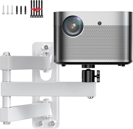 Projector Wandmontage Beugel 360° Verstelbaar Opvouwbaar Wit Stalen Houder 1/4 Inch Schroef
