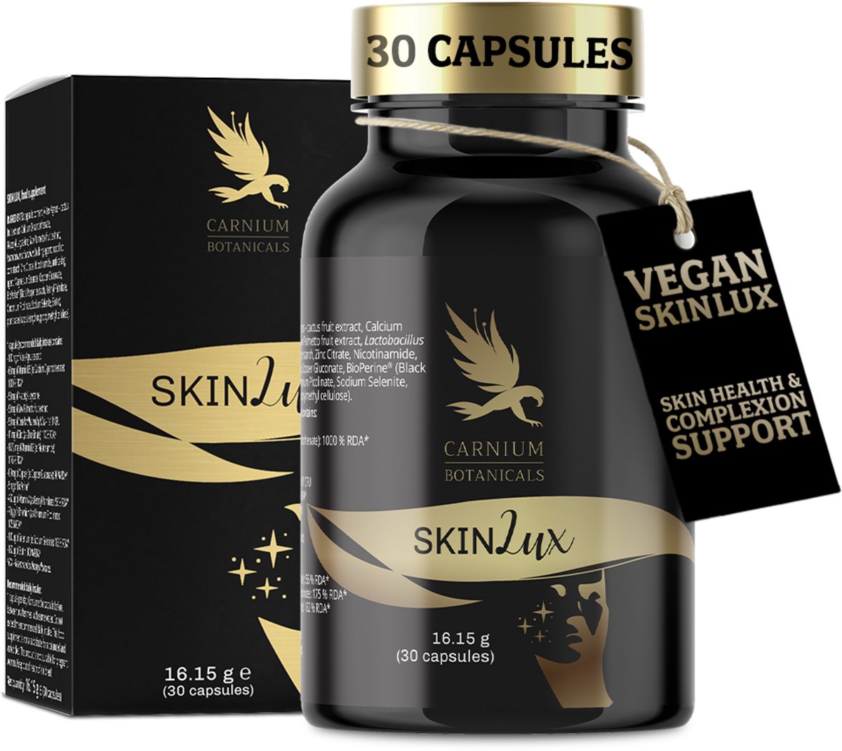 Carnium Botanicals Skin Lux Supplementen - Met Zink, Biotine & Vitamine A - Voor Zuivere & Stralende Huid - 30 Capsules - 30 Dagen