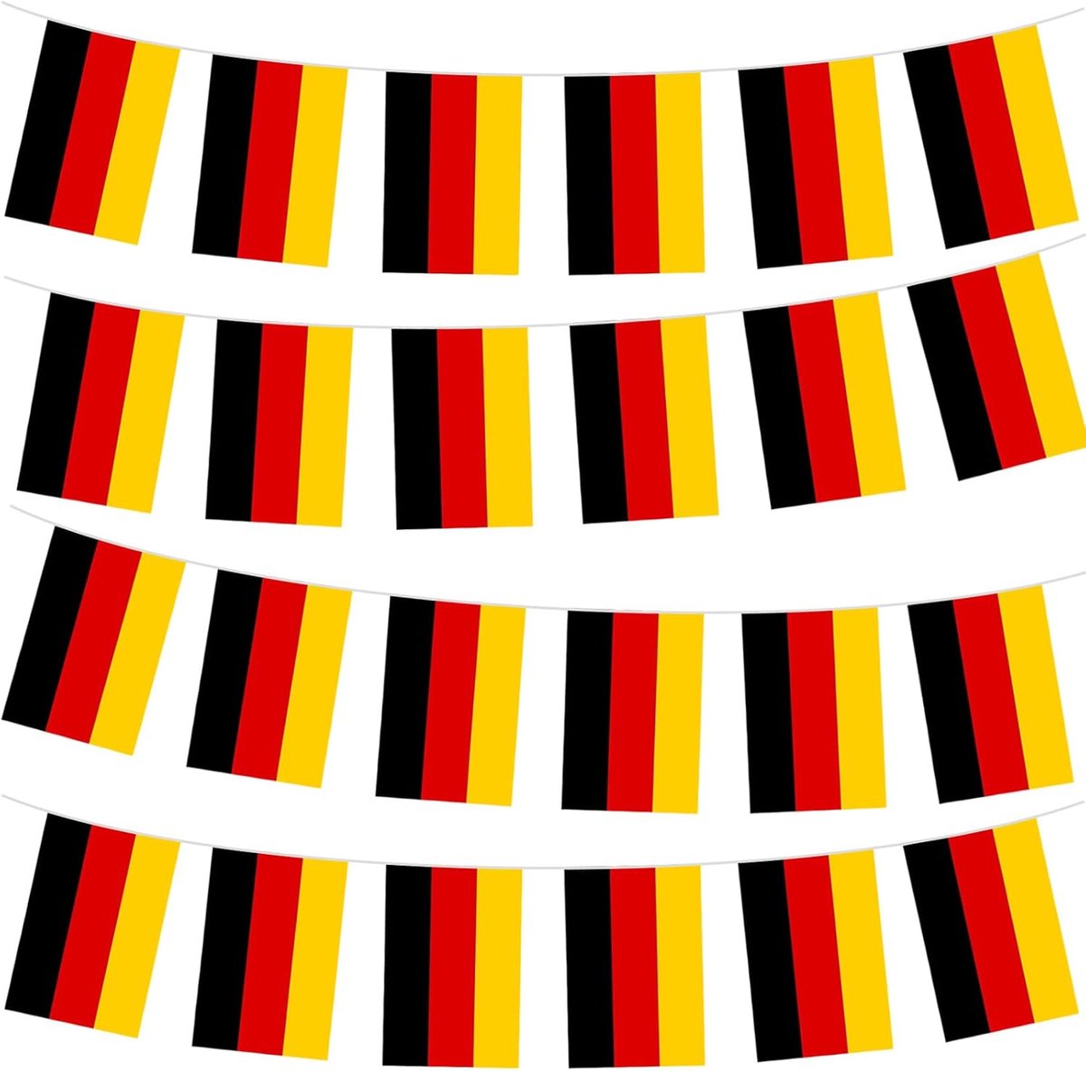 Thijox - Duitse vlaggenlijn 10 m, 14 x 21 cm, feestdecoratie voor sportevenementen, tuin, bar, binnen en buiten, patriottische slinger