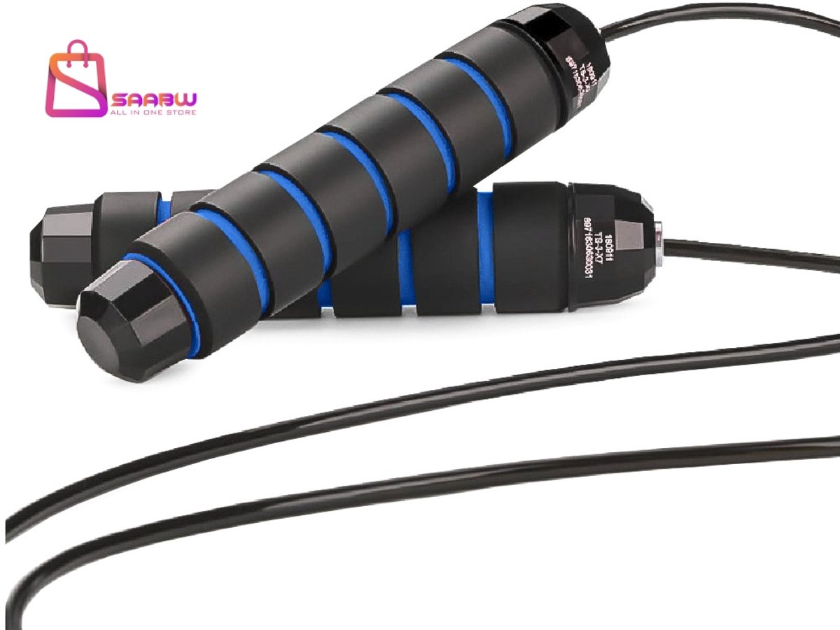 Springtouw Blauw Fitness Verstelbaar Crossfit met Lagers Stalen Kabel – 275cm – springtouw volwassenen – springtouw kinderen – 39190