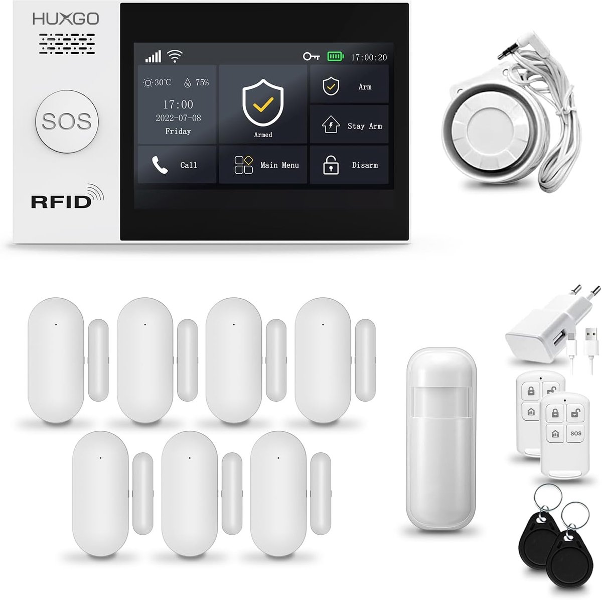 Draadloos Alarmsysteem - Huis Beveiliging Kit - Veiligheid Thuis - WiFi en GSM Connectiviteit - Set met 8 Sensoren