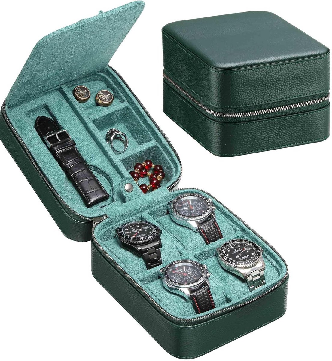 Reisetui Horloges - Opbergorganizer Draagbox - Reizen en Opslag - Echt Leer Zonder PU