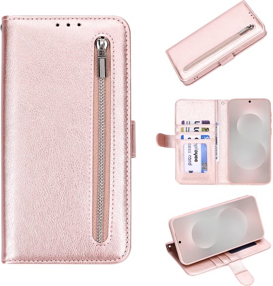 Coque Samsung Galaxy Note 20 Ultra Or Rose - Étui portefeuille de haute qualité avec fermeture éclair