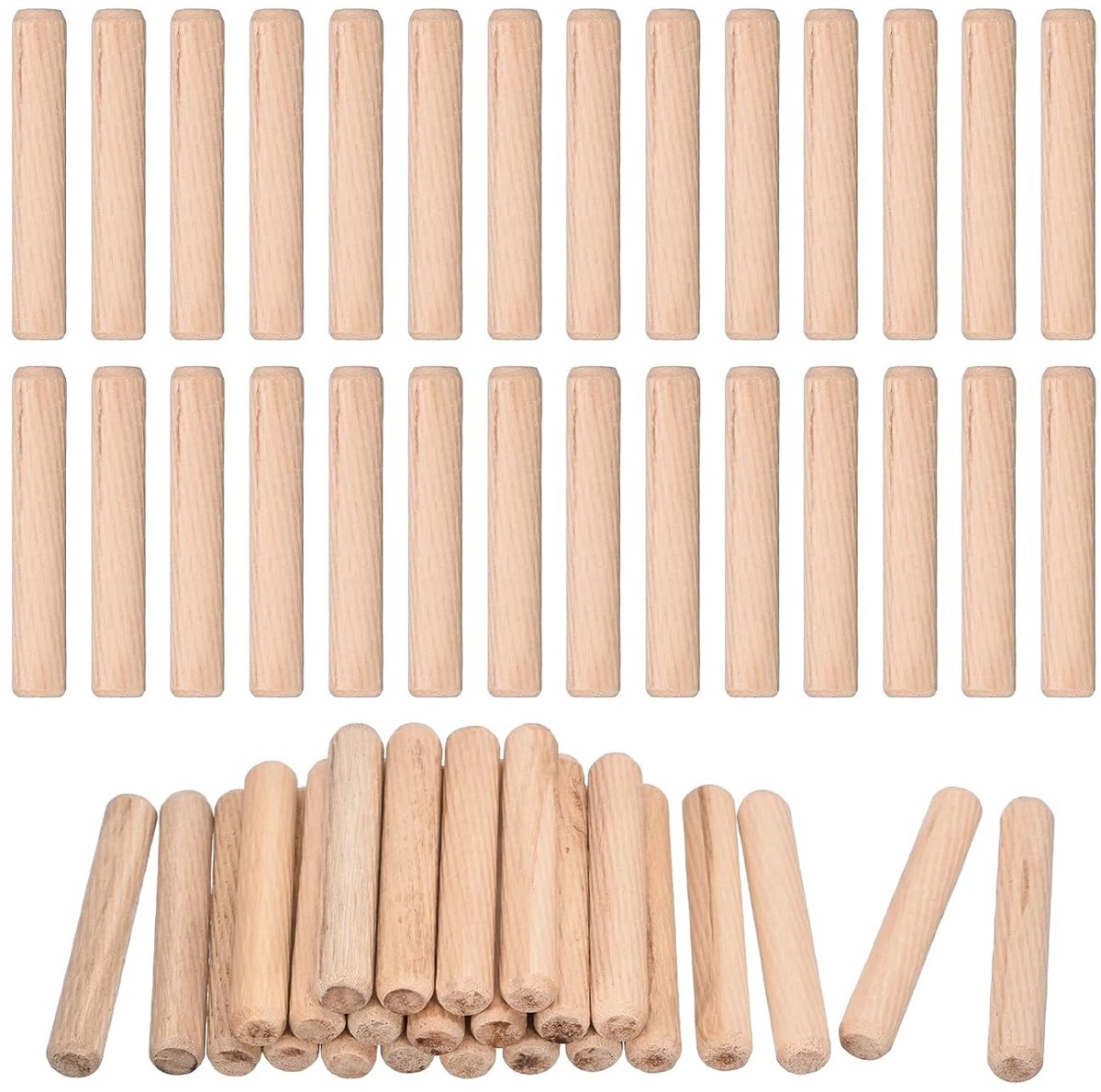 Houten pluggen - Bevestigingspennen - Meubelmontage - Gegroefd afgeschuind - 10 x 60 mm - Lichtbruin