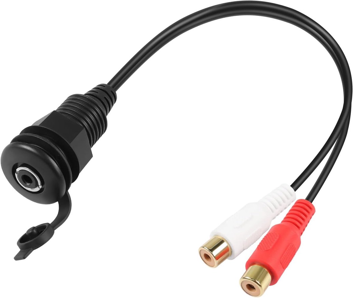 Audio Kabel Adapter - Stereo Schroefdraad - Inbouw Montage - Waterdichte Afdekking - 30 cm Lengte