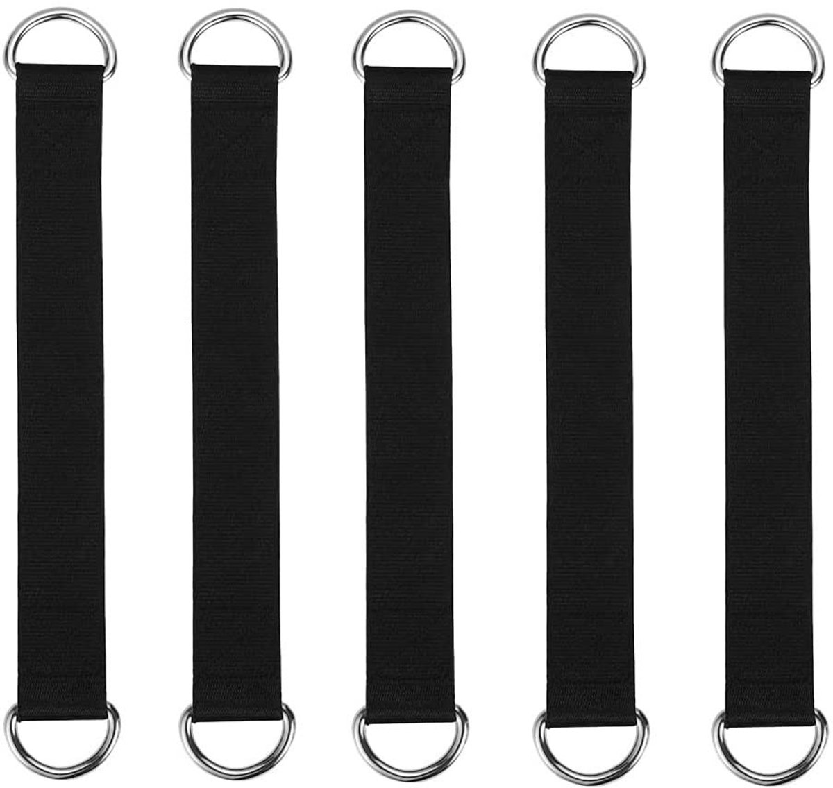 Allecto - Swing Connectors - Voor schommel en hangmat - Zwart - Met D-ring gesp - Sterke ophangriemen - Geschikt voor binnen en buiten - 3.8cm x 35cm