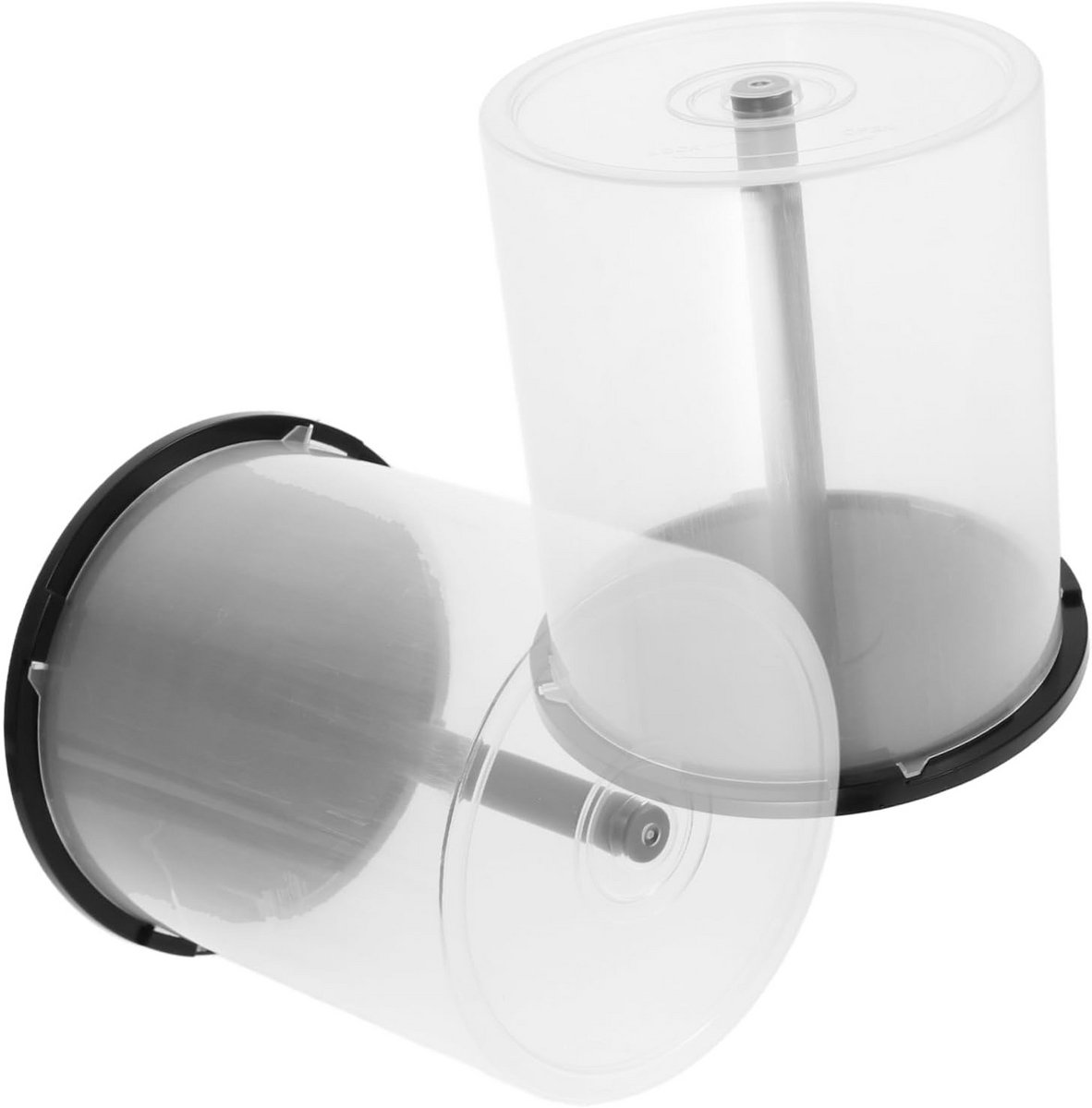 CD DVD Opbergdoos - Schijvenhouder Spindel - Media Organiseren - Transparant Deksel Zichtbaar - 15cm Hoog - Meerkleurig