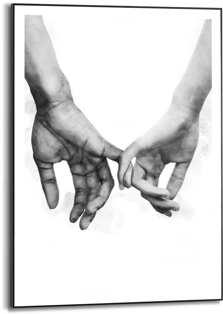 REINDERS Schilderij Liefde - 70 x 50 - Hout - REINDERS Zwart-Wit Zwart