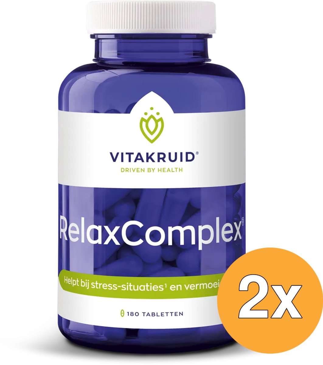 2x Vitakruid Relaxcomplex Oa Magnesium Tauraat & Vitamine D3 (180 tabletten)