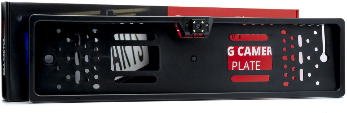 Einparts Universele Nummerplaat Frame Achteruitrijcamera met Verlichting Zwart [Nummerplaat - Nummerbord - Kentekenplaat]