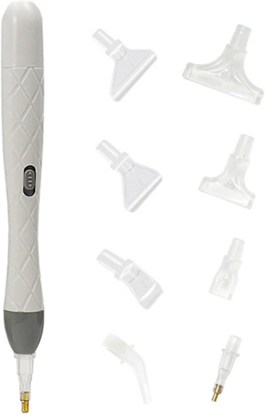 8 Tips Elektrische Diamond Pen – Met LED & Dubbel Kop – Voor Vierkant & Rond – Wit