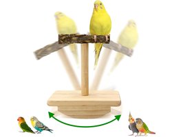 Natuurhouten vogelzitstok – trainings- & puzzelspeelgoed – platform & speelplaats – voor parkieten, conures, valkparkieten