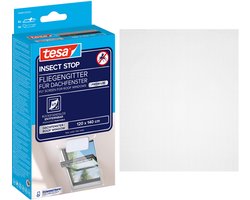 tesa INSECT STOP Fly Screen for Roof Windows Premium - hor voor dakramen, zelfklevend, zonder boren, wit - 120 x 140 cm