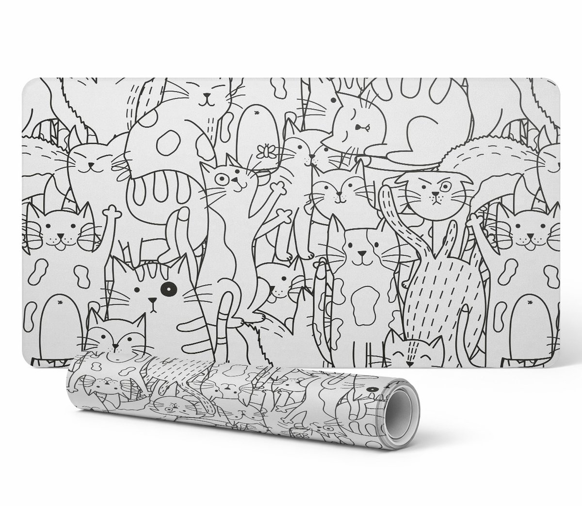 Beschermmat voor gamingtoetsenbord en -muis met kattendesign 120x60 cm