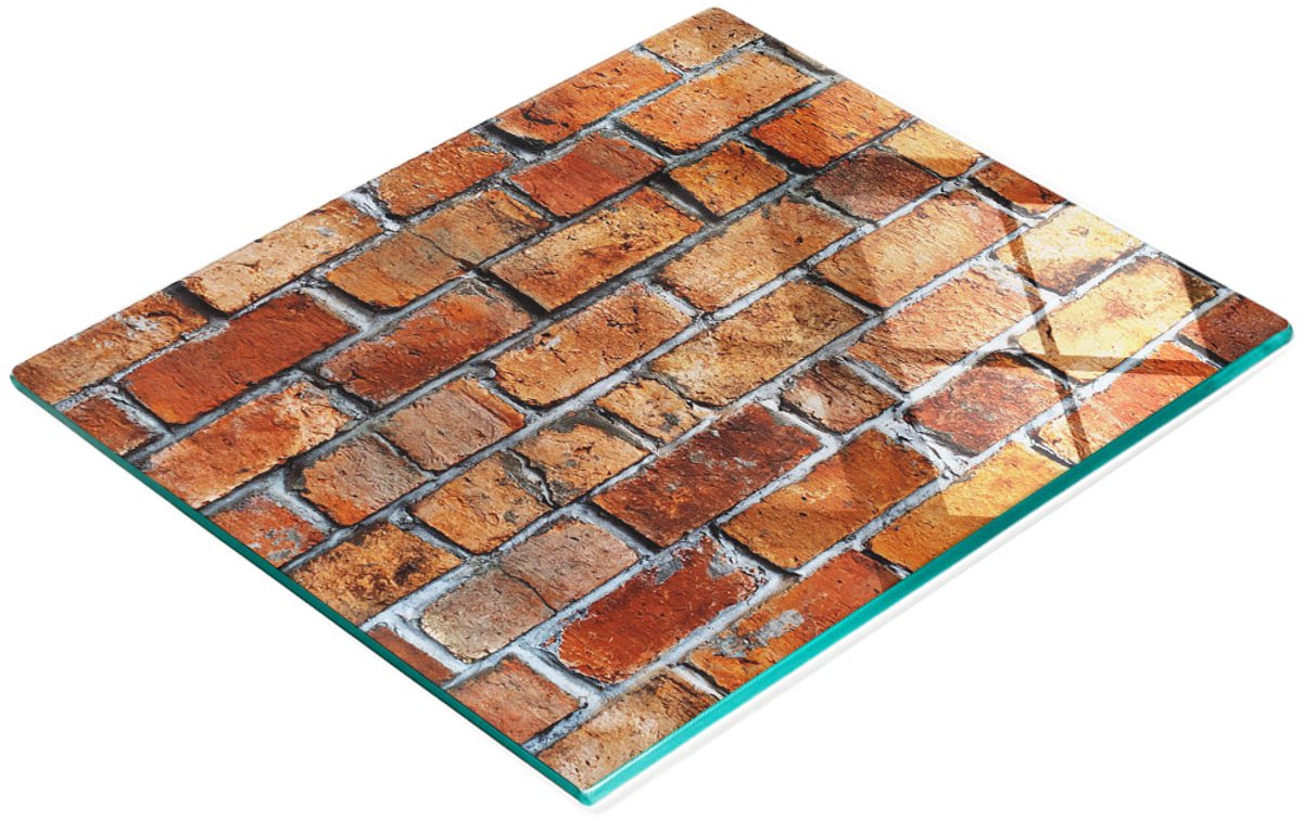 Keukenplank van gehard glas met decoratieve afbeelding van een bakstenen muur, 60x52 cm