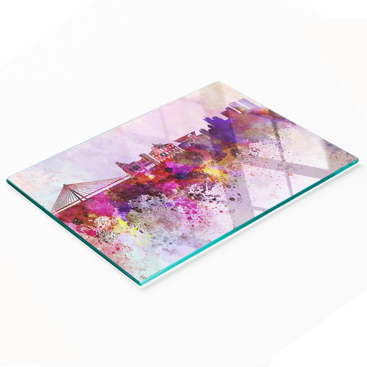 Multifunctioneel decoratief keukenbord van gehard glas, Warschau, 80x52 cm