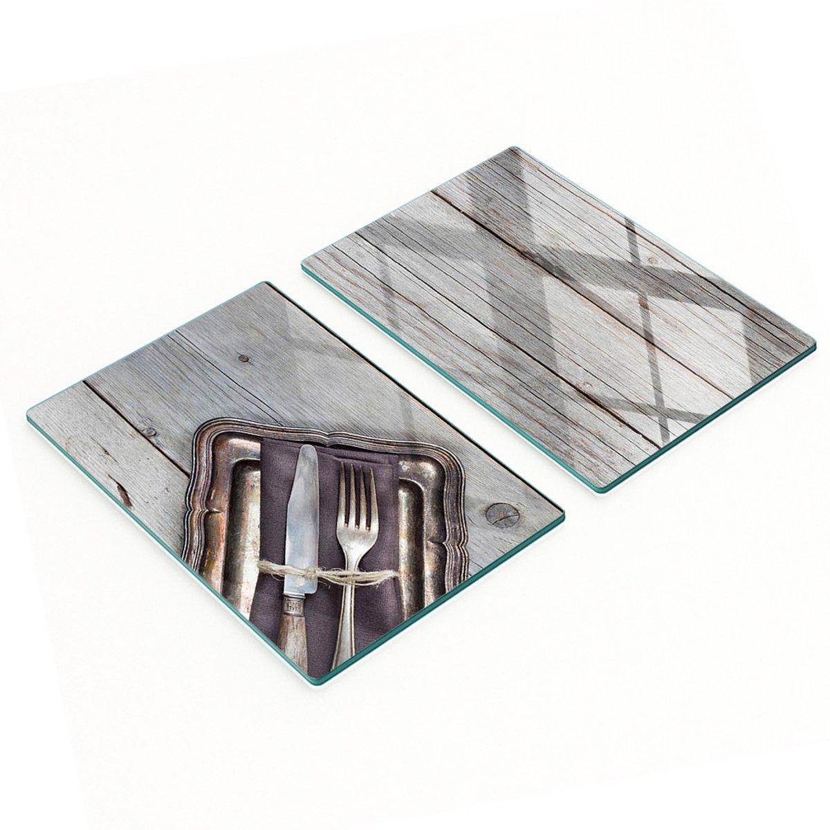 Keukenplanken van gehard glas met afbeeldingen, geschikt voor bestek, 2x40x52 cm