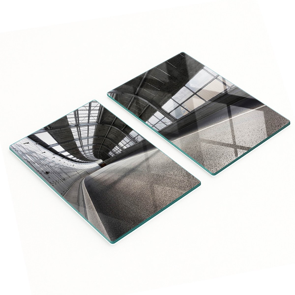 Decoratieve snijplanken van gehard glas met het thema 'Weg in de tunnel', 2x40x52 cm