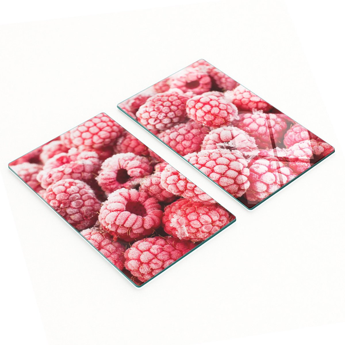 Decoratieve snijplanken van gehard glas met bevroren frambozenmotief, 2x30x52 cm