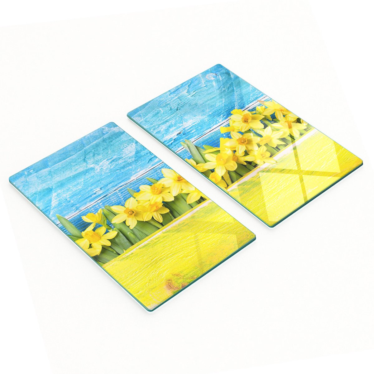 Keukenplanken van gehard glas met decoratieve narcissenafbeeldingen, 2x30x52 cm