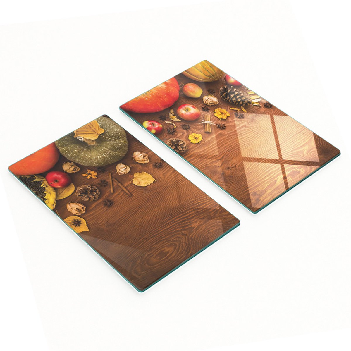 Decoratieve snijplanken van gehard glas voor pompoenen en appels, 2x30x52 cm