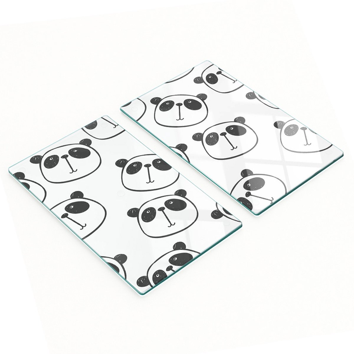 Set van gehard glazen snijplanken met panda-afbeeldingen, 2x30x52 cm