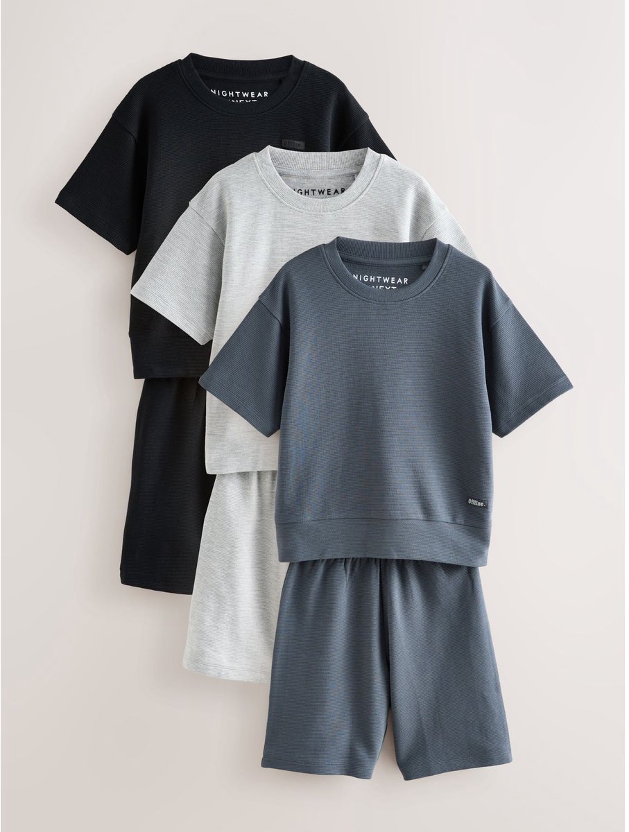 Next - Jongens - Set van 3 korte pyjama's - Zwart