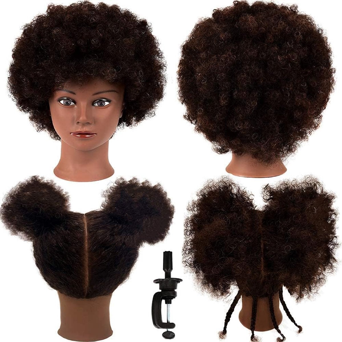 Mannequin Hoofd met 100% Echt Krullend Haar: Ideaal voor Kapsels, Vlechten en Haarstyling