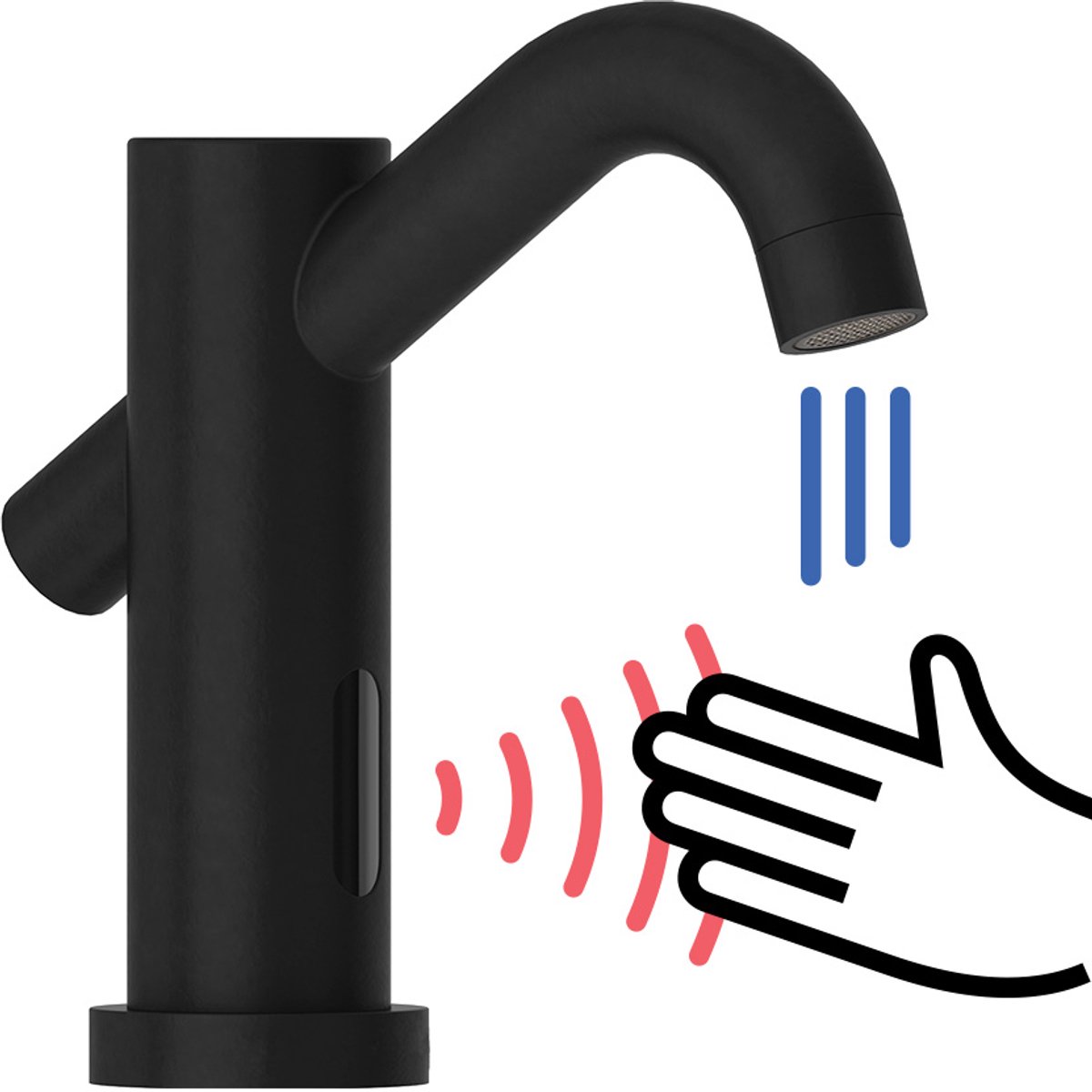 Fonteinkraan met sensor mat zwart - WAHLBACH