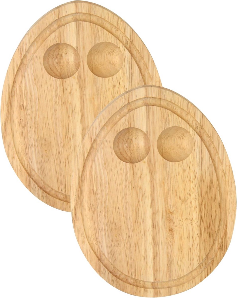 Set van 2 Houten Ontbijtplanken met Eierhouders voor Dippy Eieren en Toast