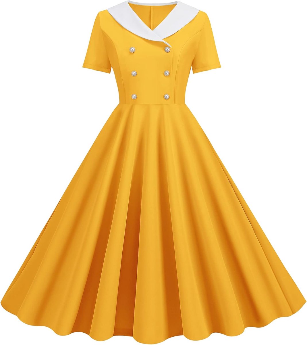Vintage Swingjurk voor Dames met V-Hals en Geruit Patroon
