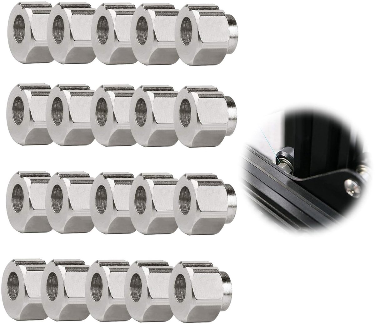 20x Excentrische Afstandhouders RVS voor 3D Printer V-wiel Extruder Montage - 5mm Boring