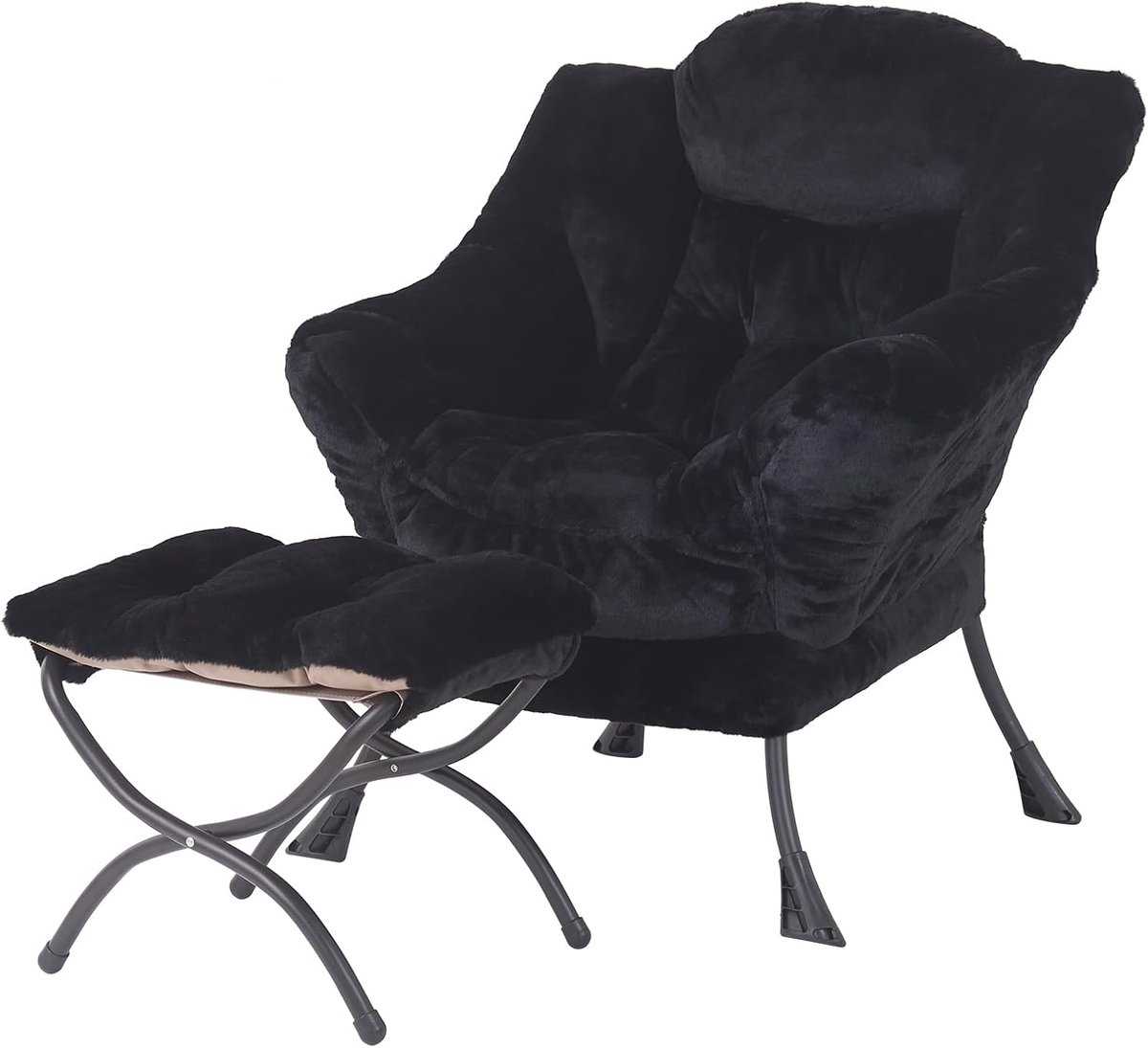 Comfortabele Relaxfauteuil met Voetenbank - Luie Stoel met Ottomaan en Zijvak - Geschikt voor Woonkamer en Slaapkamer