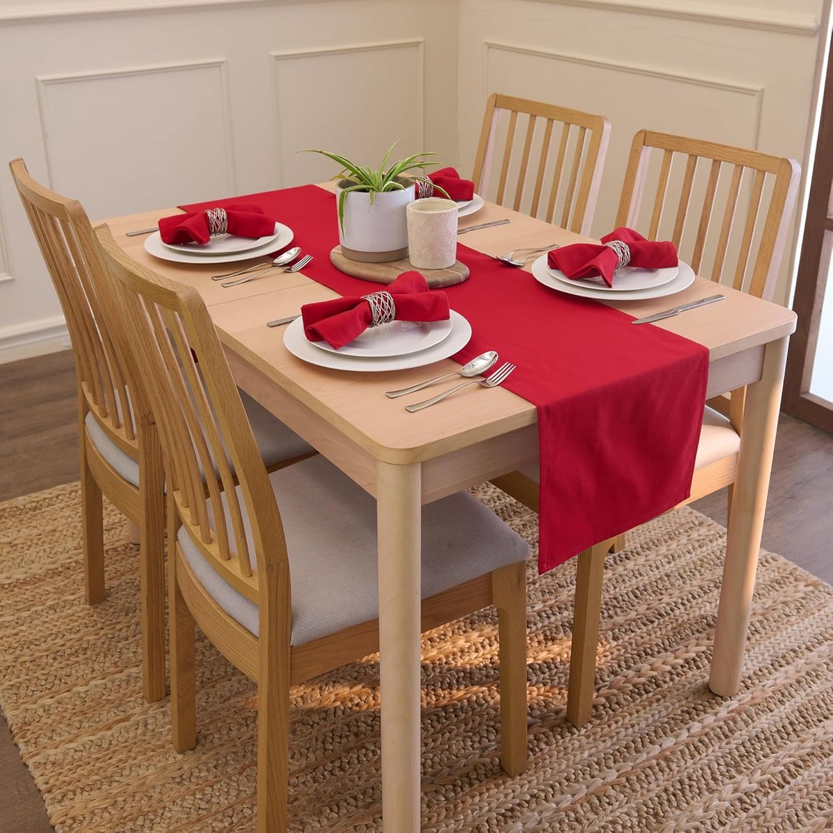 Tafelloper Eetkamertafel Eenvoudig Wasbaar 150 cm Dieprood