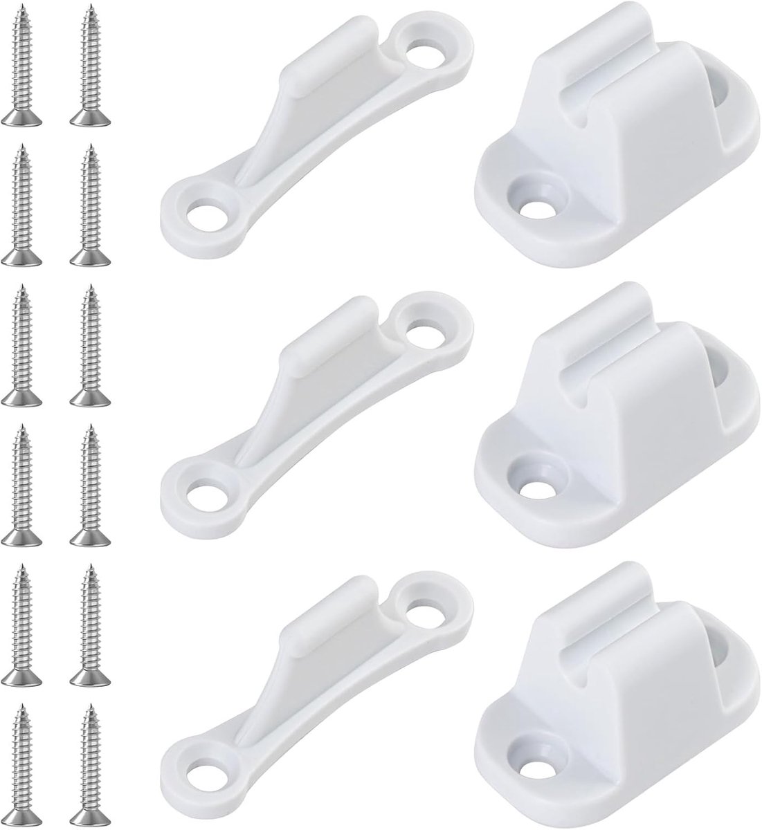 Deurstopper Set voor Caravan, Camper en Boot - Robuuste Kunststof Deurhouder Wit